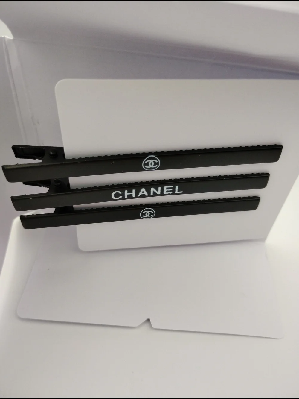 Chanel Black Logo Hair Clips - Set of 3 Brand New